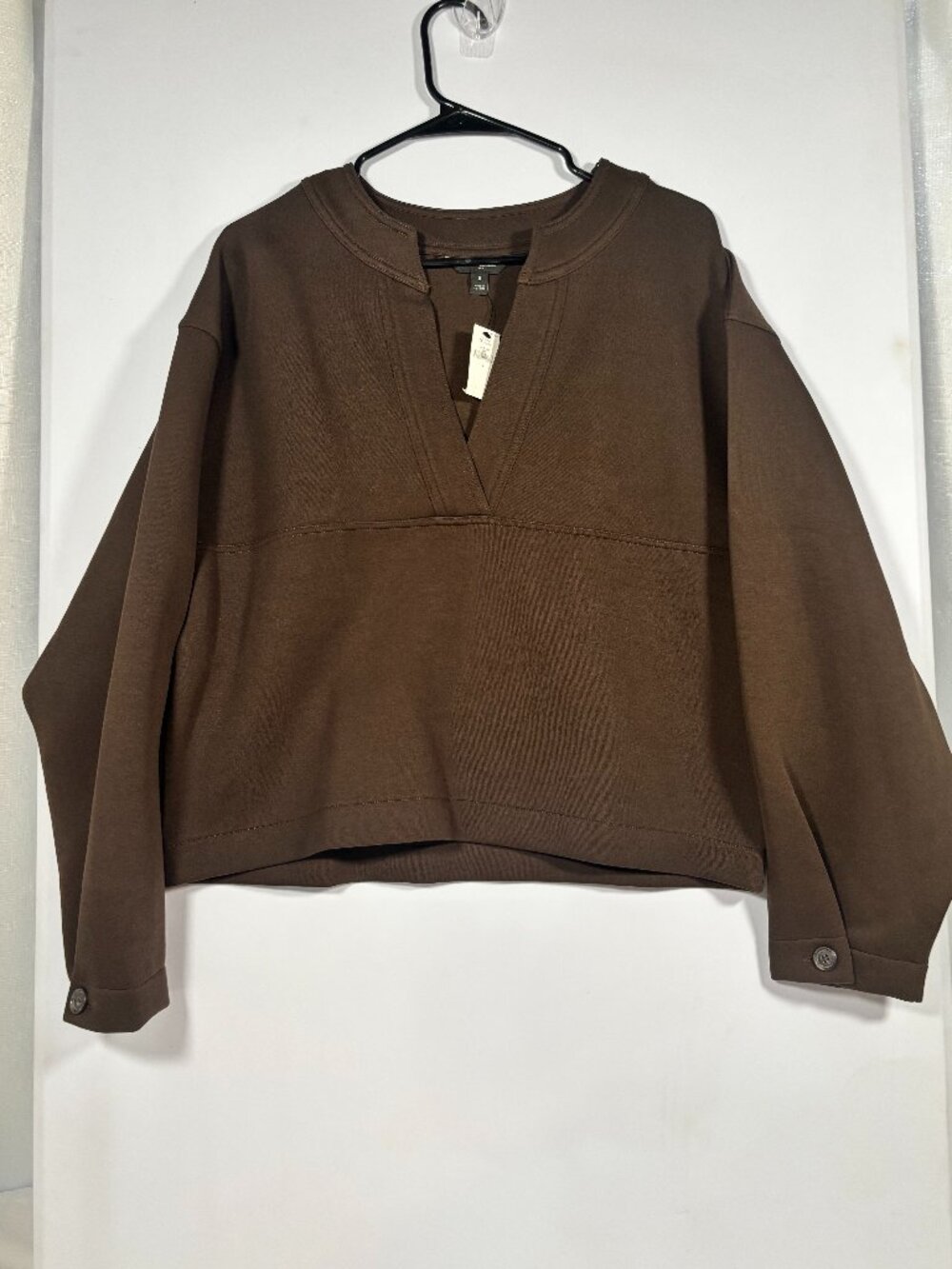 NWT Banana Republic Scuba Split-Neck Sweatshirt - Brown Size Small